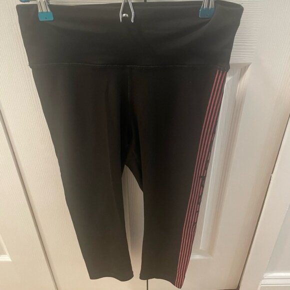 Black and pink Bebe Sport Striped Leggings - Picture 1 of 3